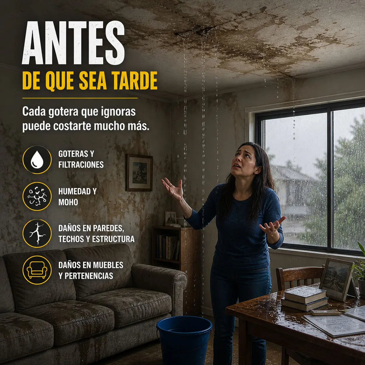 Inundación y goteras en casa